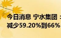 今日消息 宁水集团：预计上半年净利润同比减少59.20%到66%