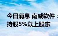 今日消息 南威软件：上海云鑫将不再是公司持股5%以上股东