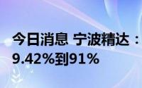 今日消息 宁波精达：上半年净利润同比预增79.42%到91%