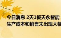 今日消息 2天1板天永智能：公司目前生产经营活动正常，生产成本和销售未出现大幅波动