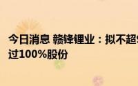 今日消息 赣锋锂业：拟不超9.62亿美元收购Lithea公司不超过100%股份