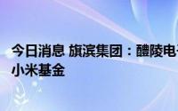 今日消息 旗滨集团：醴陵电子玻璃拟以增资扩股的方式引入小米基金