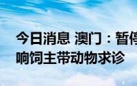 今日消息 澳门：暂停非必要商业活动，不影响饲主带动物求诊