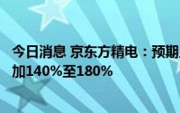 今日消息 京东方精电：预期上半年公司股东应占溢利同比增加140%至180%