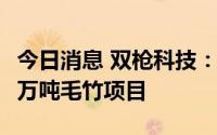 今日消息 双枪科技：拟2.2亿元投建年加工30万吨毛竹项目