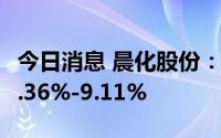 今日消息 晨化股份：上半年净利润同比预增3.36%-9.11%