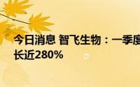 今日消息 智飞生物：一季度九价HPV疫苗批签发量同比增长近280%