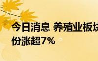 今日消息 养殖业板块早盘大幅走高，晓欧股份涨超7%