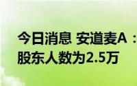 今日消息 安道麦A：截至7月8日，公司A股股东人数为2.5万