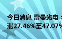 今日消息 雷曼光电：预计上半年净利润同比涨27.46%至47.07%