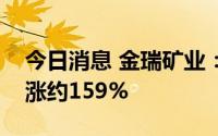 今日消息 金瑞矿业：预计上半年净利润同比涨约159%