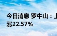 今日消息 罗牛山：上半年生猪销售收入同比涨22.57%