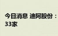 今日消息 迪阿股份：6月新增直营或联营门店33家