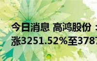 今日消息 高鸿股份：预计上半年净利润同比涨3251.52%至3787.76%