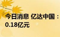 今日消息 亿达中国：上半年合约销售金额约10.18亿元