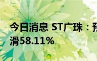 今日消息 ST广珠：预计上半年净利润同比下滑58.11%