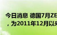 今日消息 德国7月ZEW经济景气指数为-53.8，为2011年12月以来新低