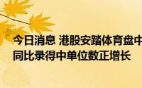 今日消息 港股安踏体育盘中涨近4.5%，公司称上半年零售同比录得中单位数正增长