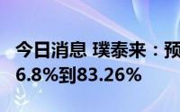 今日消息 璞泰来：预计上半年净利润同比涨76.8%到83.26%