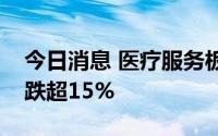 今日消息 医疗服务板块持续下挫，皓元医药跌超15%