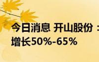 今日消息 开山股份：预计上半年净利润同比增长50%-65%