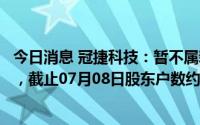 今日消息 冠捷科技：暂不属新能源汽车和汽车零部件概念股，截止07月08日股东户数约11万