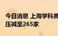 今日消息 上海学科类培训机构总数从3093家压减至265家