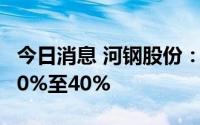 今日消息 河钢股份：上半年净利润同比预减30%至40%