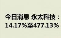 今日消息 永太科技：上半年净利润同比预增414.17%至477.13%