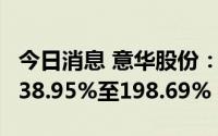 今日消息 意华股份：上半年净利润同比预增138.95%至198.69%