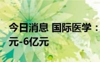 今日消息 国际医学：上半年预亏扩大为5.8亿元-6亿元