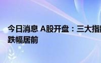 今日消息 A股开盘：三大指数小幅低开，一体化压铸概念股跌幅居前