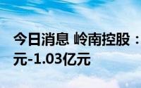 今日消息 岭南控股：预计上半年亏损9700万元-1.03亿元