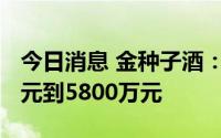 今日消息 金种子酒：上半年预计亏损5200万元到5800万元