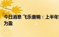 今日消息 飞乐音响：上半年预计净利润2.99亿元，同比扭亏为盈