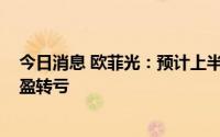 今日消息 欧菲光：预计上半年净亏损7.5亿-9.5亿元，同比盈转亏