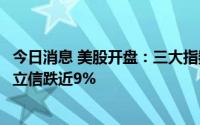 今日消息 美股开盘：三大指数集体低开，道指跌1.43%，爱立信跌近9%