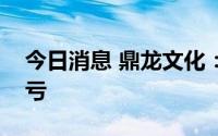 今日消息 鼎龙文化：预计上半年同比扭盈为亏