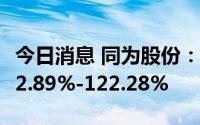 今日消息 同为股份：上半年净利润同比预增72.89%-122.28%