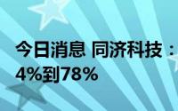 今日消息 同济科技：上半年净利润同比预降74%到78%