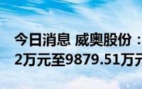 今日消息 威奥股份：上半年预计亏损8232.92万元至9879.51万元