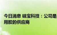 今日消息 硅宝科技：公司是比亚迪动力电池用胶、汽车电子用胶的供应商