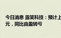 今日消息 露笑科技：预计上半年净亏损2500万元–3600万元，同比由盈转亏