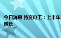 今日消息 特变电工：上半年逆变器产、销量较上年同期略有增长