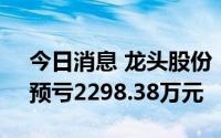 今日消息 龙头股份：上半年预计扭盈为亏，预亏2298.38万元