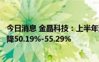 今日消息 金晶科技：上半年预盈3.5亿元到3.9亿元，同比预降50.19%-55.29%