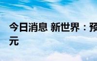 今日消息 新世界：预计上半年亏损超2000万元