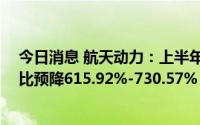 今日消息 航天动力：上半年预亏2160万元-2640万元，同比预降615.92%-730.57%