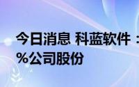 今日消息 科蓝软件：控股股东近期减持1.15%公司股份