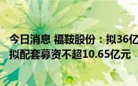 今日消息 福鞍股份：拟36亿元购买天全福鞍100%股权，并拟配套募资不超10.65亿元